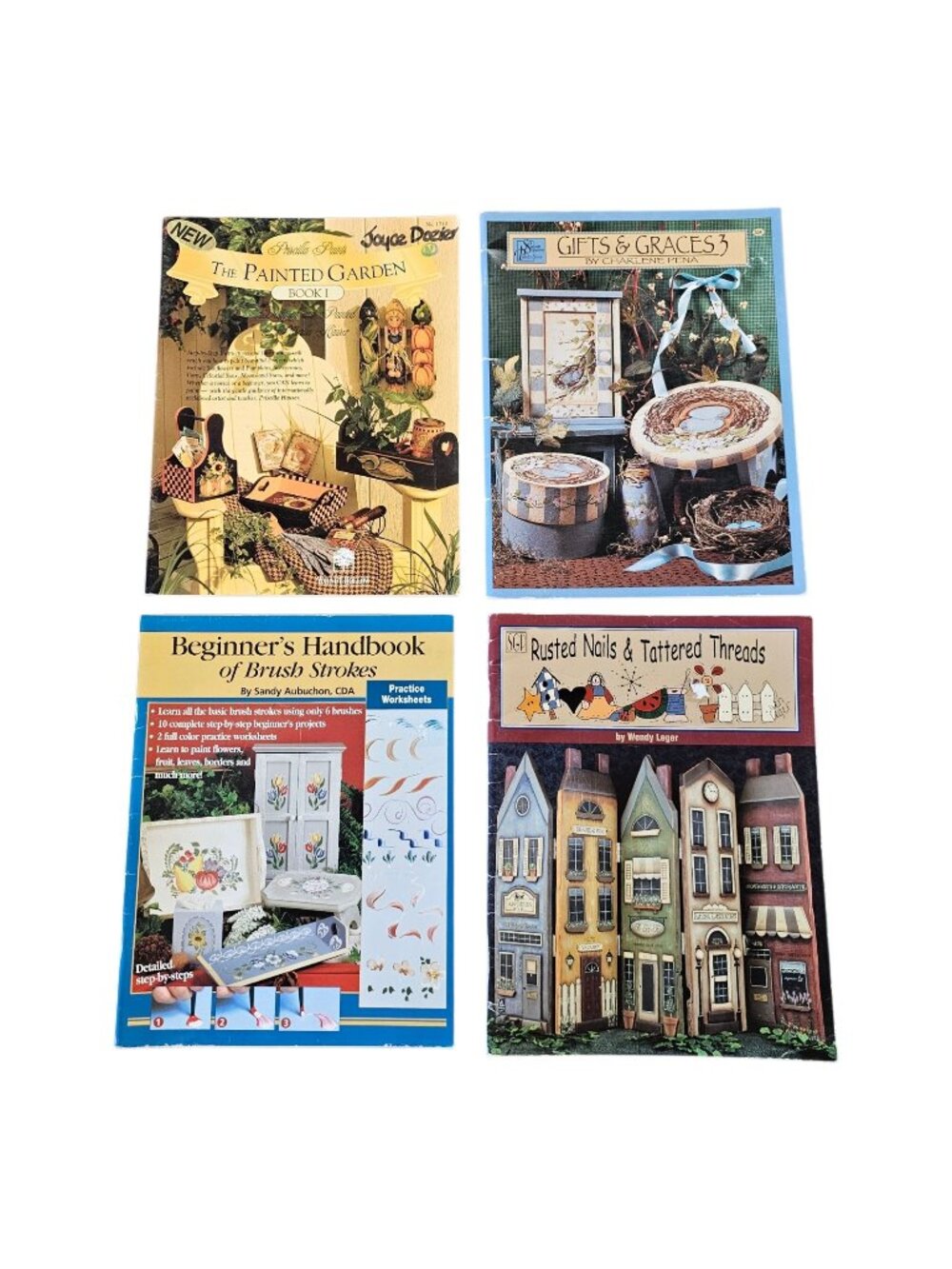 Decorative Tole Painting Craft Pattern Books Cottagecore Lot of 4 Vintage